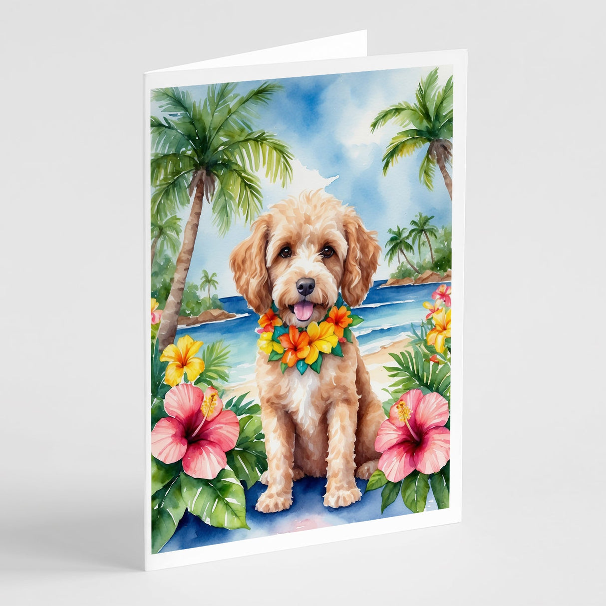 Cockapoo Luau Greeting Cards Pack of 8