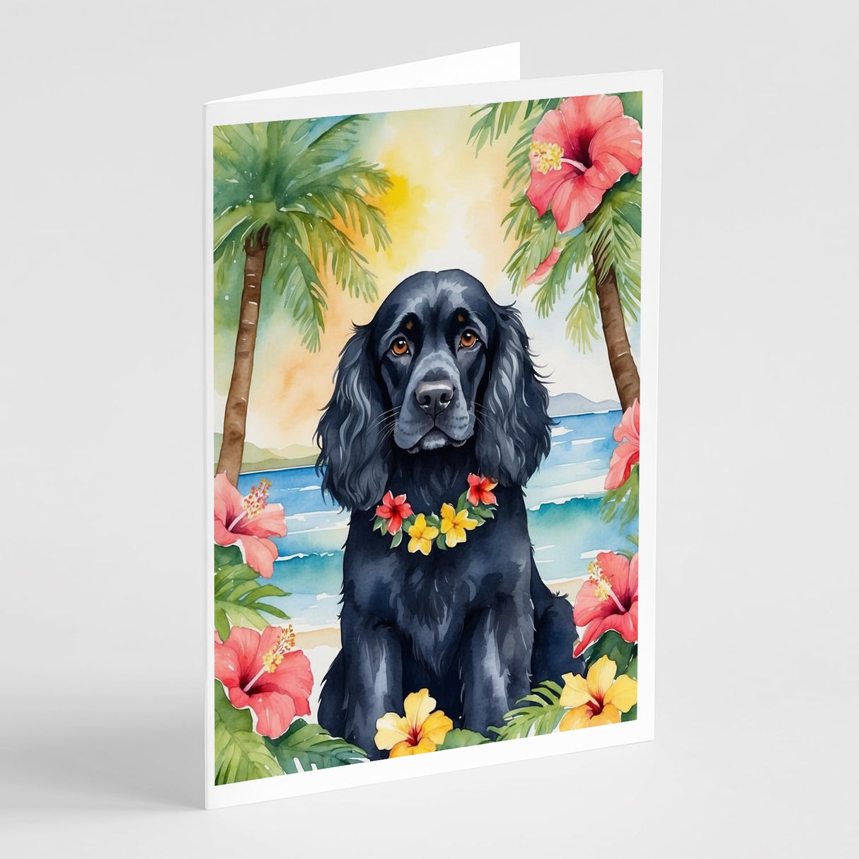 Cocker Spaniel Luau Greeting Cards Pack of 8