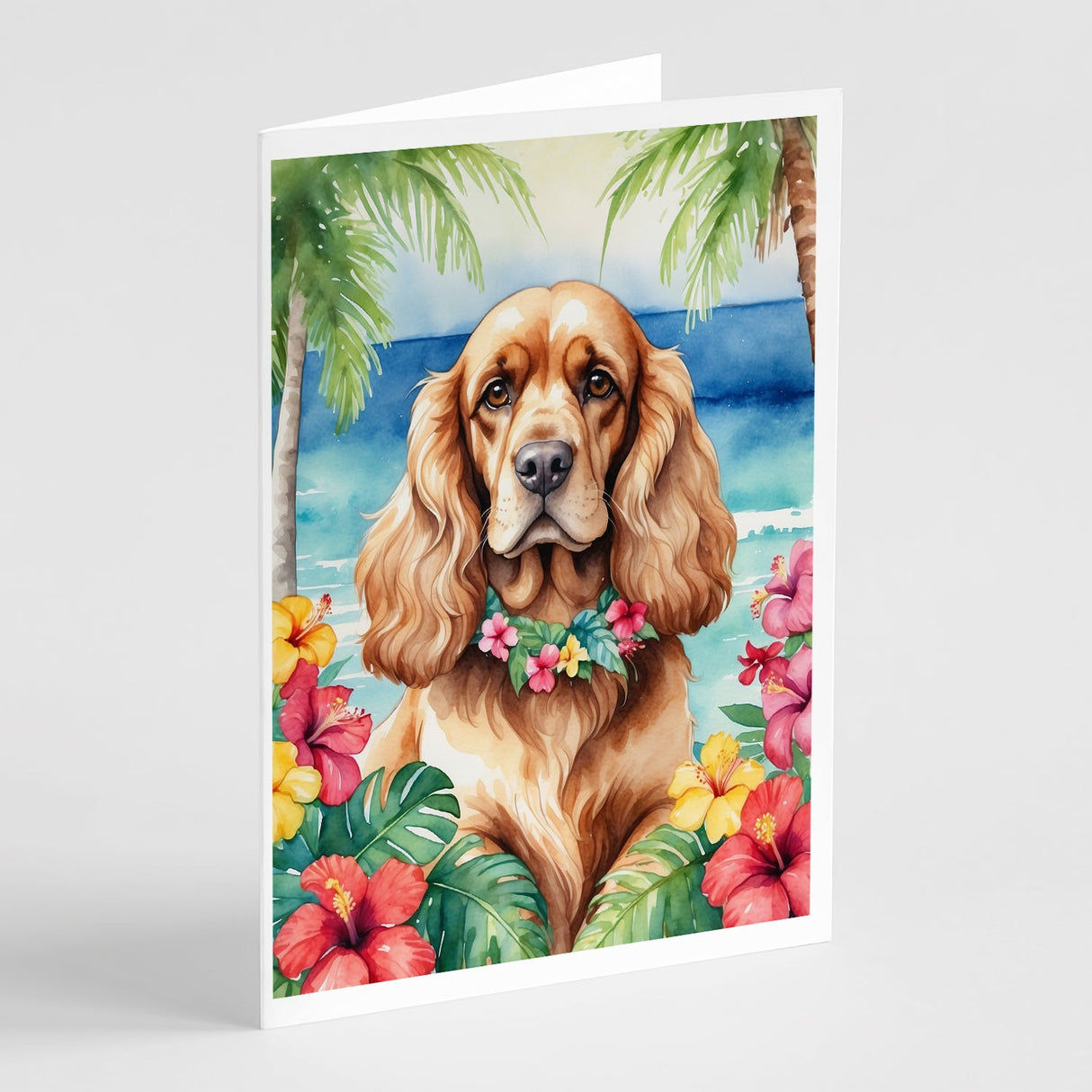 Cocker Spaniel Luau Greeting Cards Pack of 8