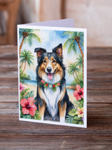 Collie Luau Greeting Cards Pack of 8