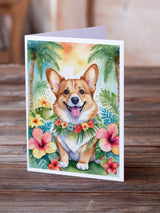 Corgi Luau Greeting Cards Pack of 8