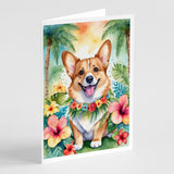 Corgi Luau Greeting Cards Pack of 8