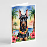 Doberman Pinscher Luau Greeting Cards Pack of 8