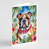 English Bulldog Luau Greeting Cards Pack of 8