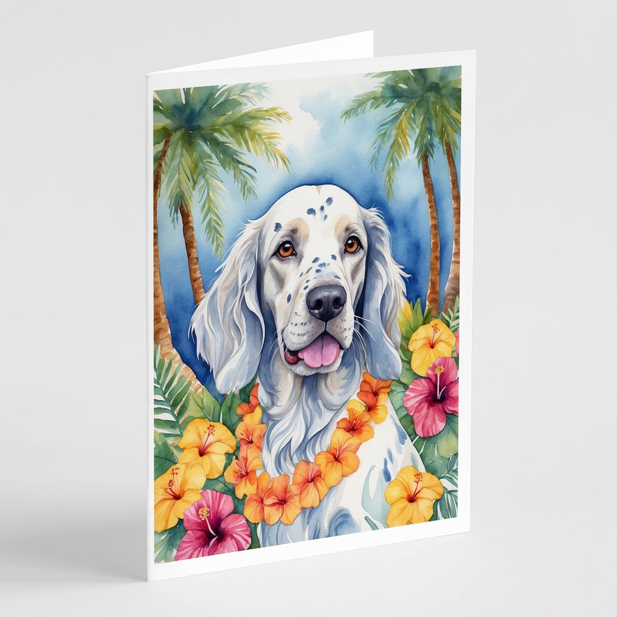 English Setter Luau Greeting Cards Pack of 8