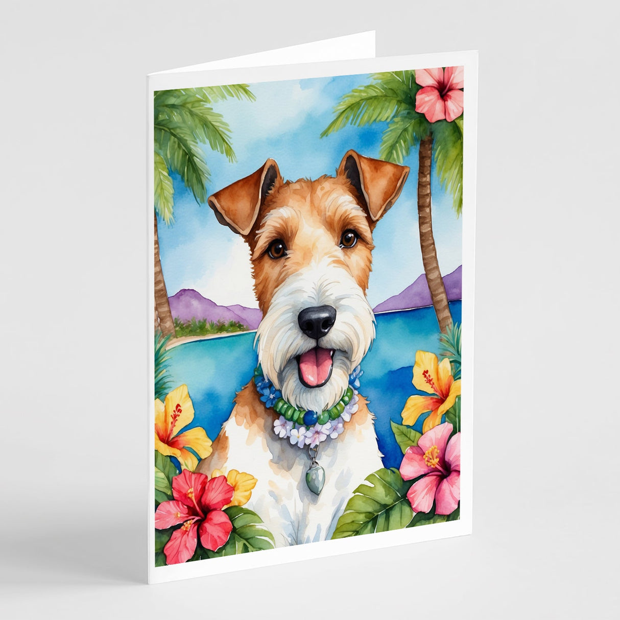 Fox Terrier Luau Greeting Cards Pack of 8