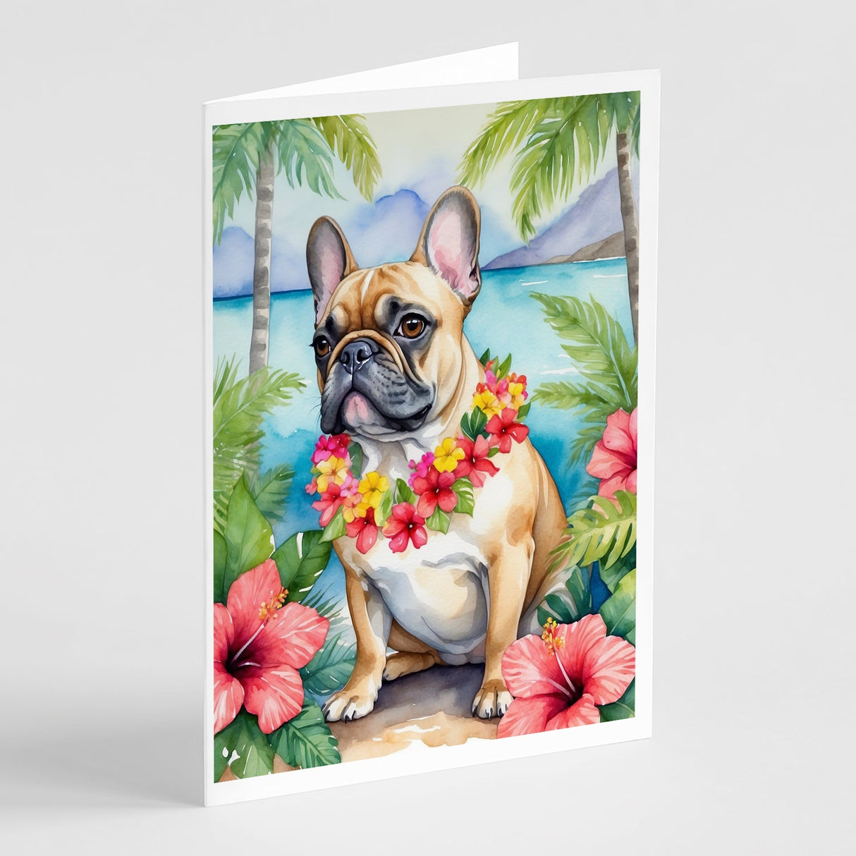 French Bulldog Luau Greeting Cards Pack of 8