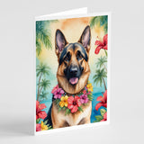 German Shepherd Luau Greeting Cards Pack of 8