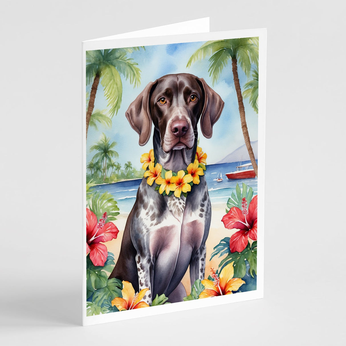 German Shorthaired Pointer Luau Greeting Cards Pack of 8