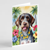 German Wirehaired Pointer Luau Greeting Cards Pack of 8