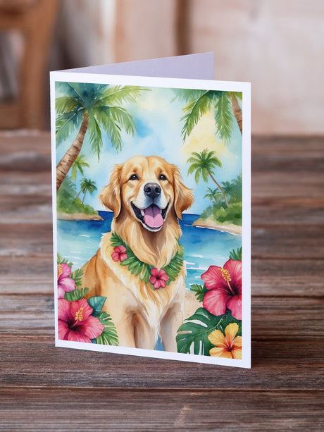 Golden Retriever Luau Greeting Cards Pack of 8