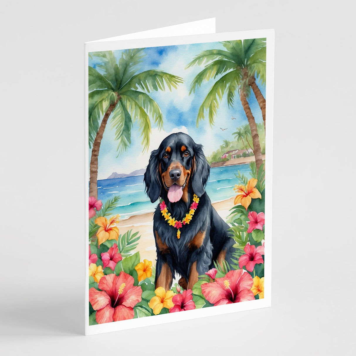 Gordon Setter Luau Greeting Cards Pack of 8