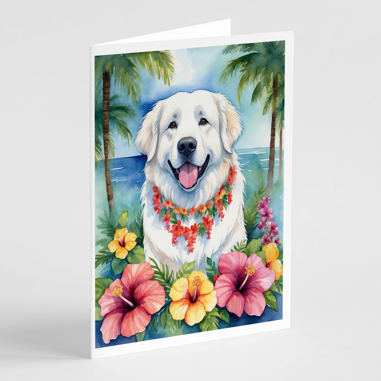 Great Pyrenees Luau Greeting Cards Pack of 8