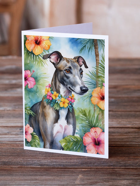 Greyhound Luau Greeting Cards Pack of 8