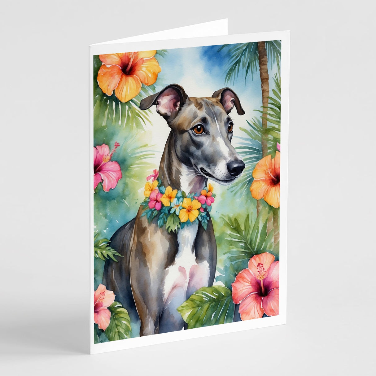 Greyhound Luau Greeting Cards Pack of 8