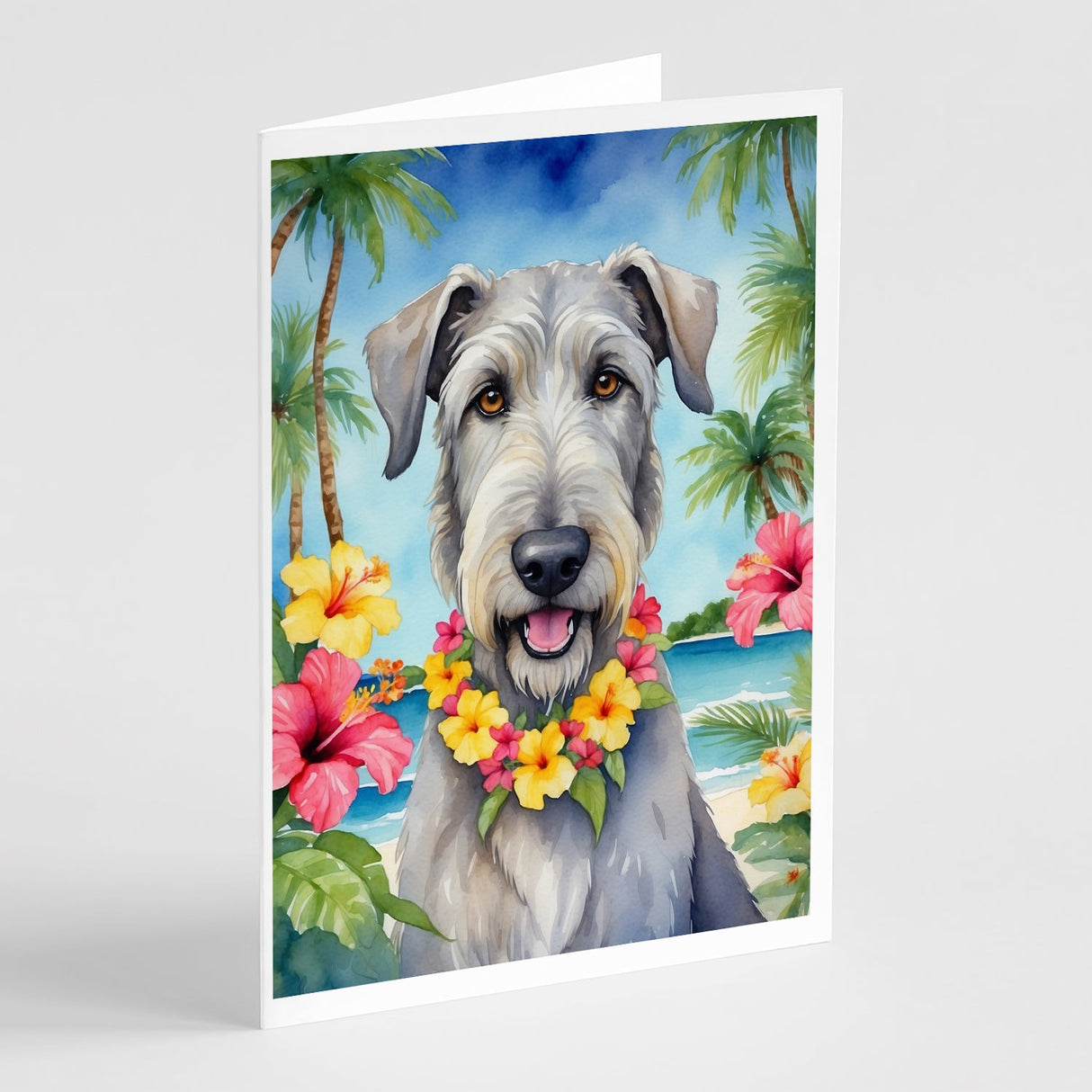 Irish Wolfhound Luau Greeting Cards Pack of 8