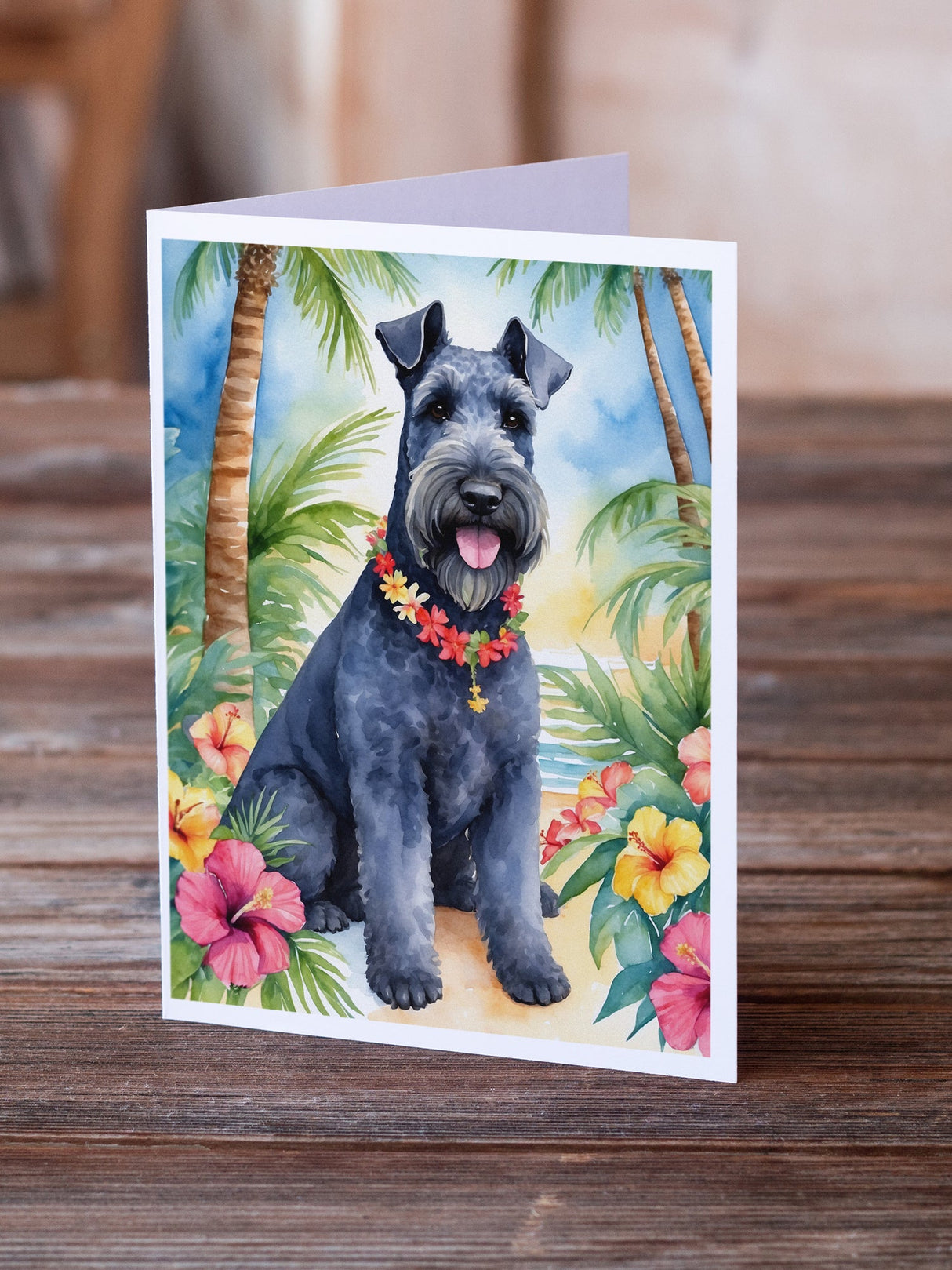 Kerry Blue Terrier Luau Greeting Cards Pack of 8