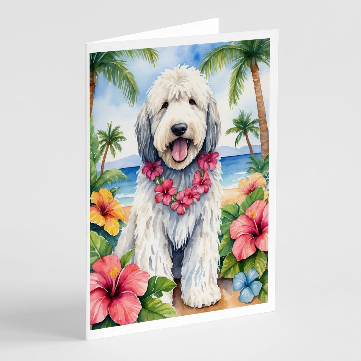 Komondor Luau Greeting Cards Pack of 8