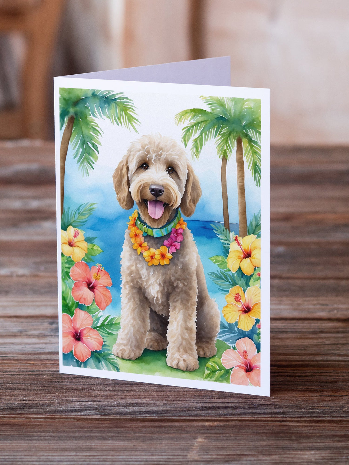 Labradoodle Luau Greeting Cards Pack of 8