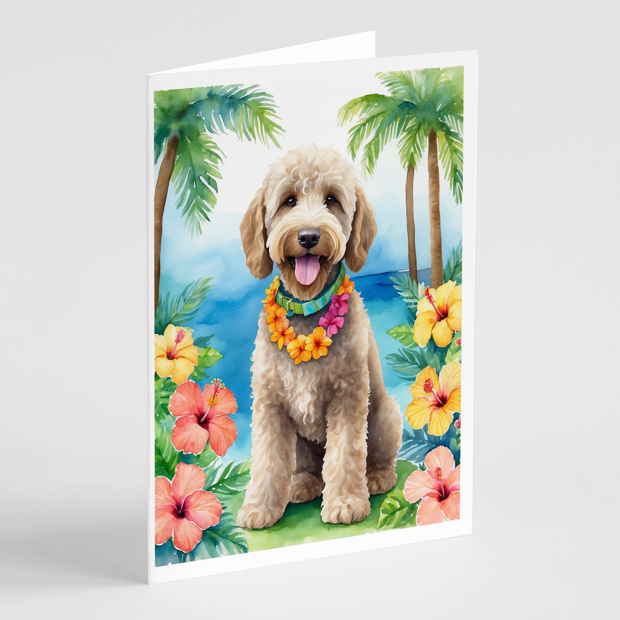 Labradoodle Luau Greeting Cards Pack of 8