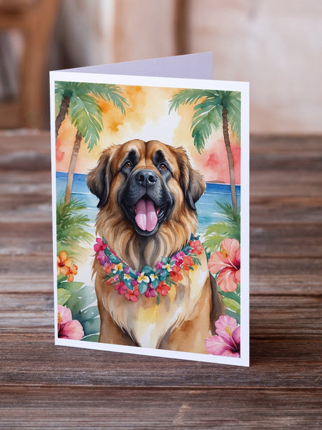 Leonberger Luau Greeting Cards Pack of 8