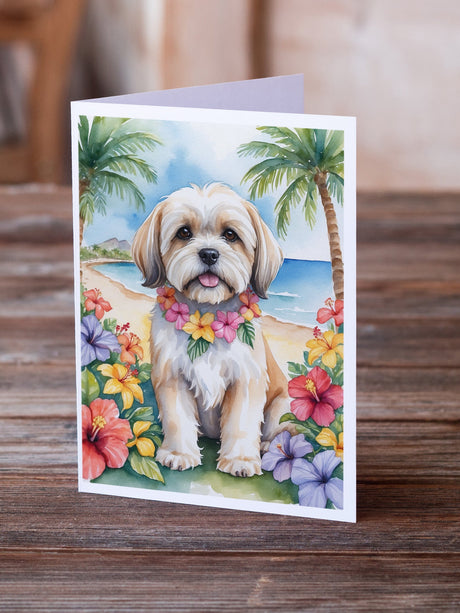 Lhasa Apso Luau Greeting Cards Pack of 8