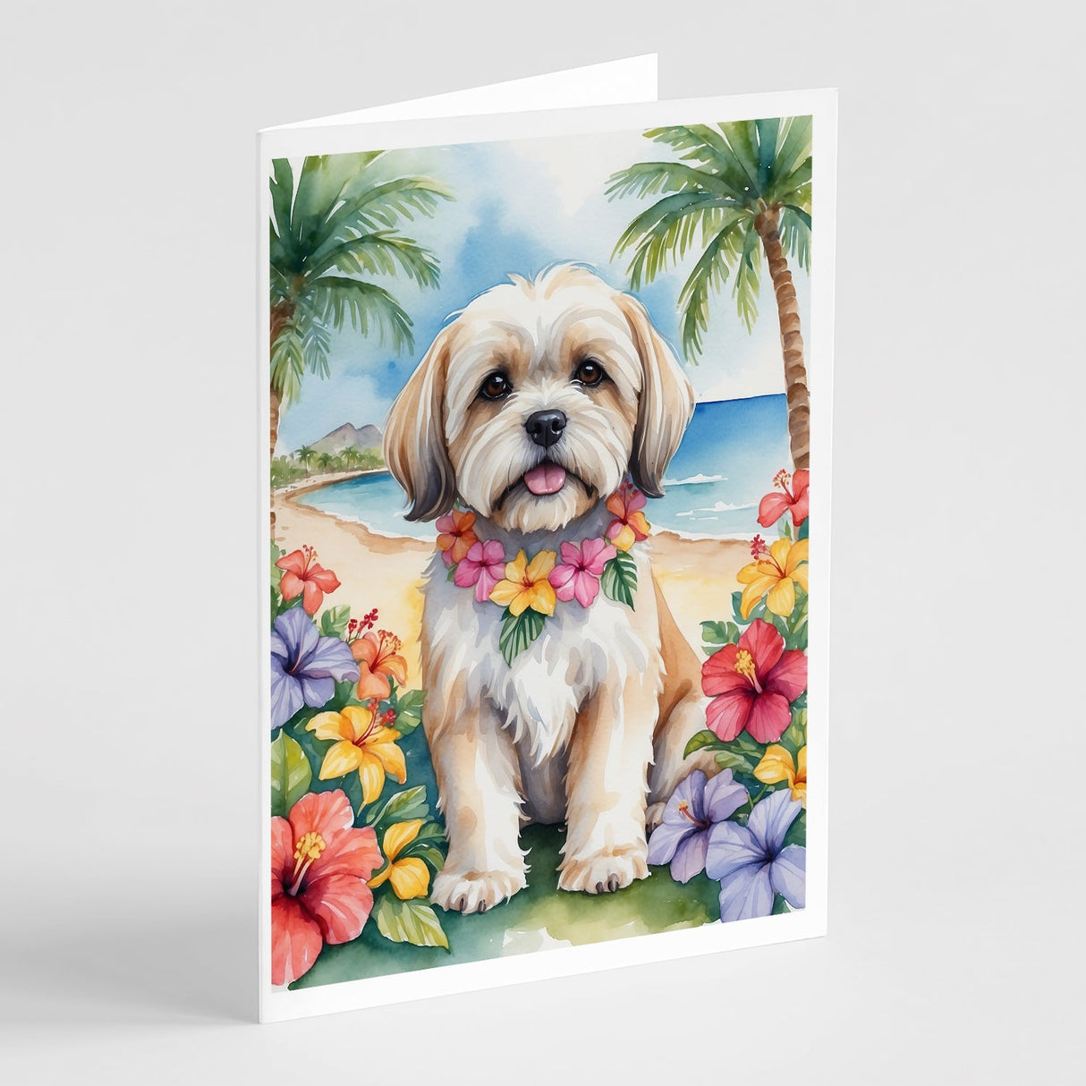 Lhasa Apso Luau Greeting Cards Pack of 8