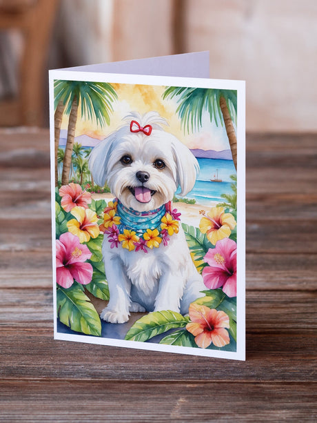 Maltese Luau Greeting Cards Pack of 8