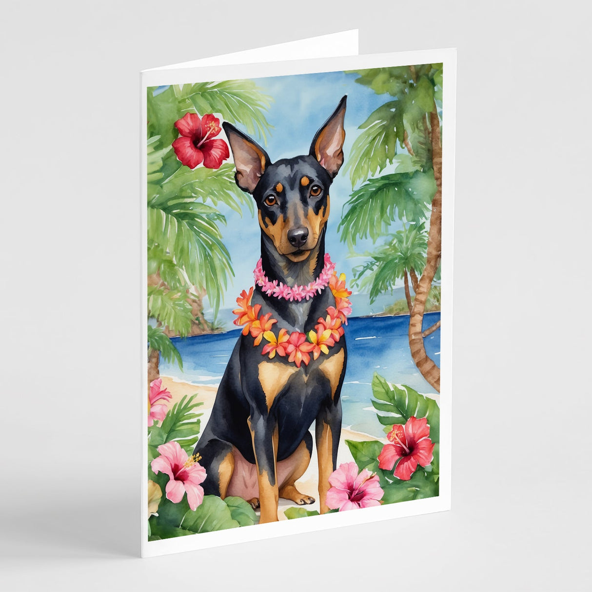 Manchester Terrier Luau Greeting Cards Pack of 8