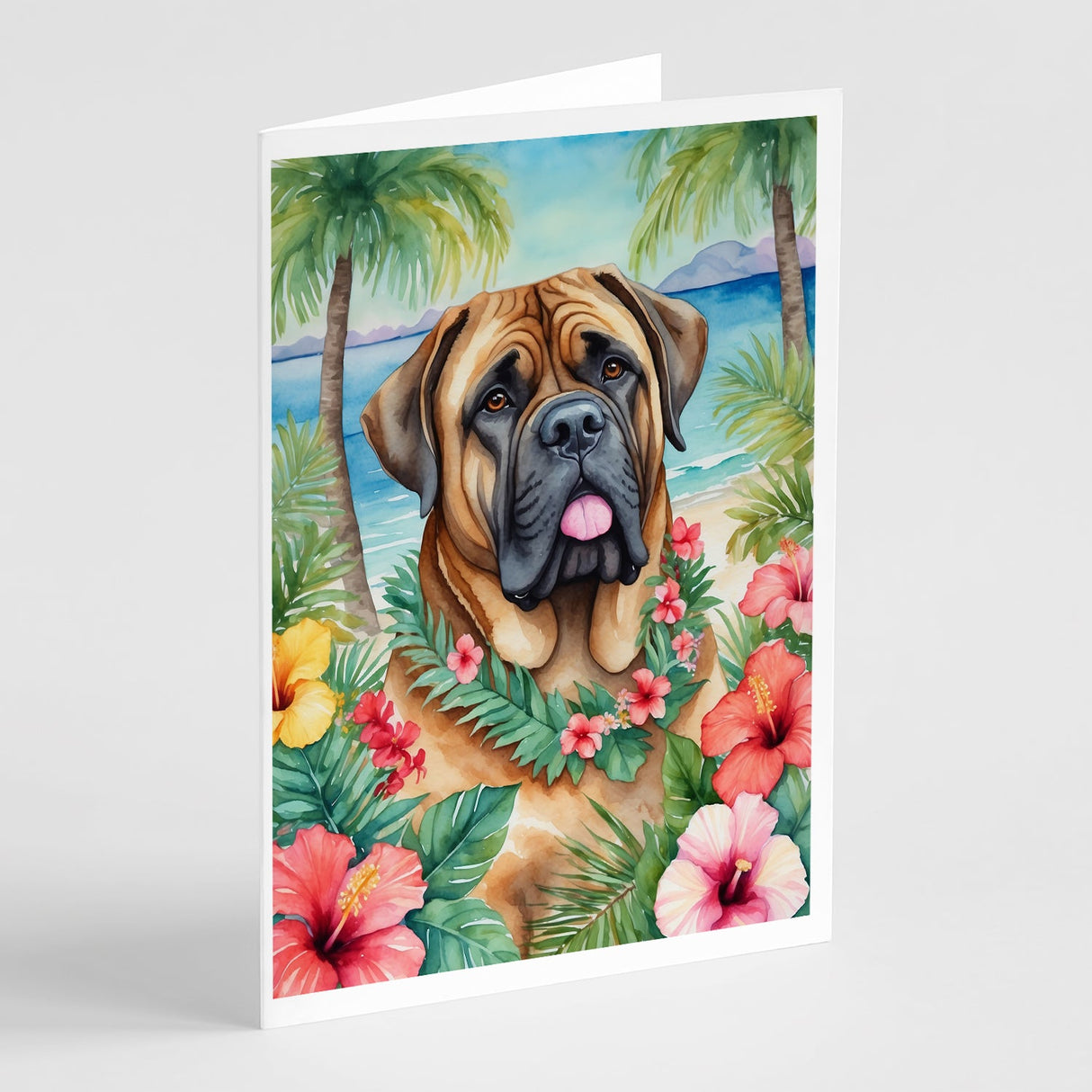 Mastiff Luau Greeting Cards Pack of 8