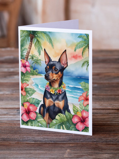 Miniature Pinscher Luau Greeting Cards Pack of 8