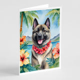 Norwegian Elkhound Luau Greeting Cards Pack of 8