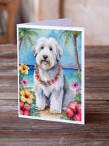 Old English Sheepdog Luau Greeting Cards Pack of 8