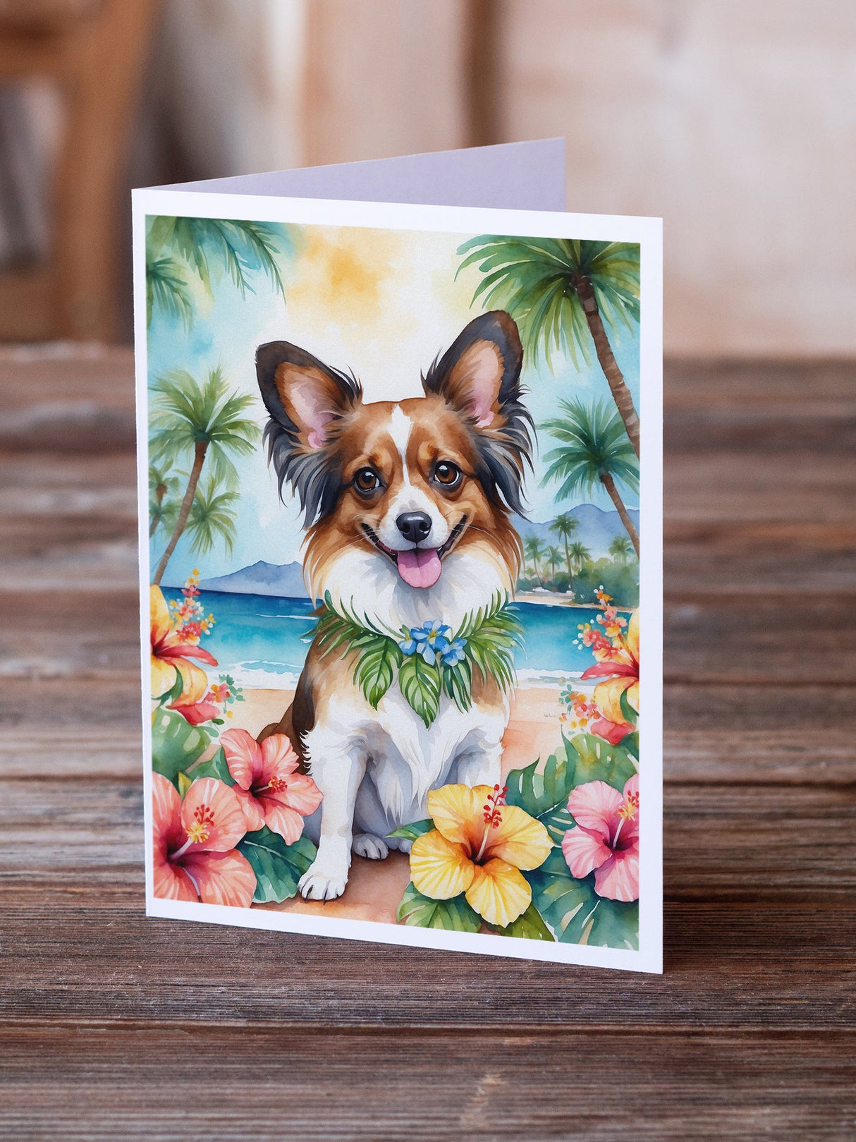 Papillon Luau Greeting Cards Pack of 8