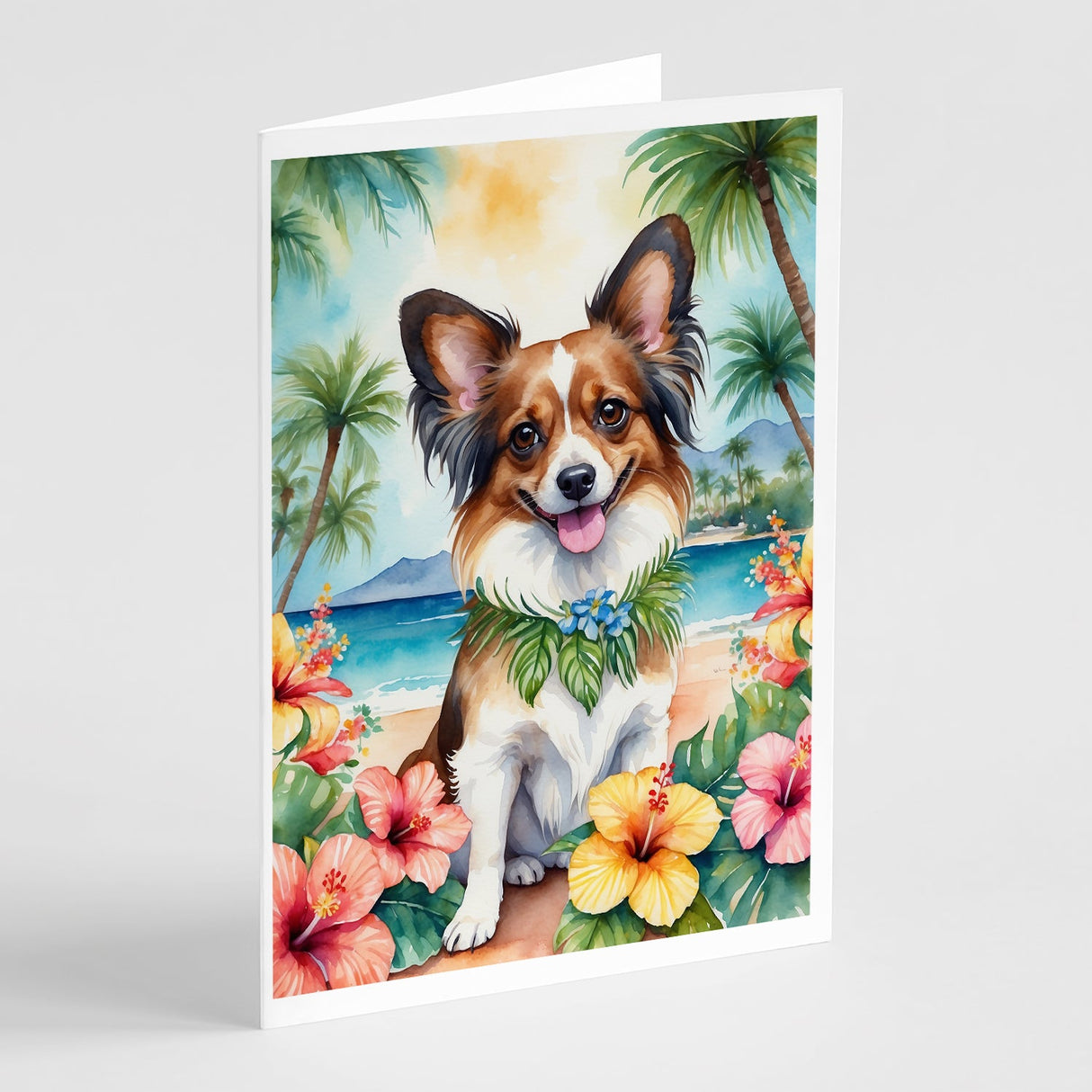 Papillon Luau Greeting Cards Pack of 8