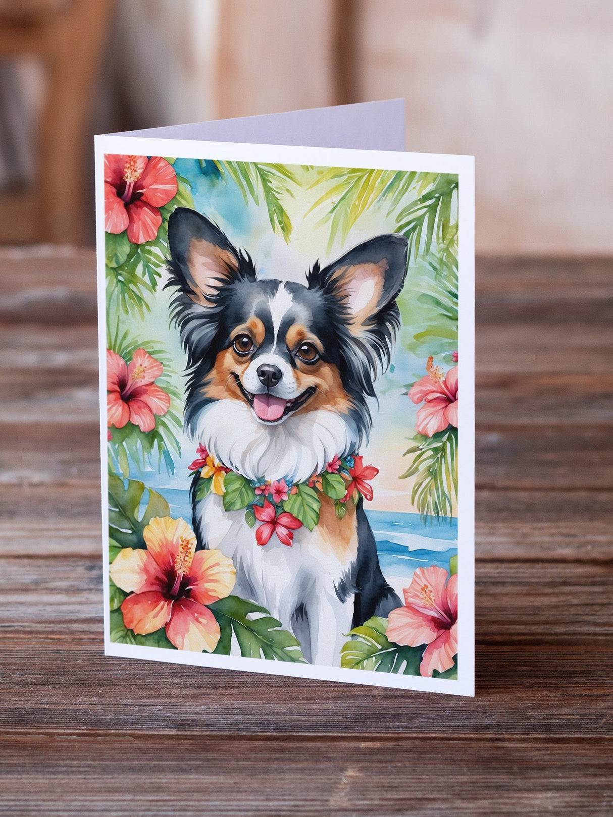 Papillon Luau Greeting Cards Pack of 8