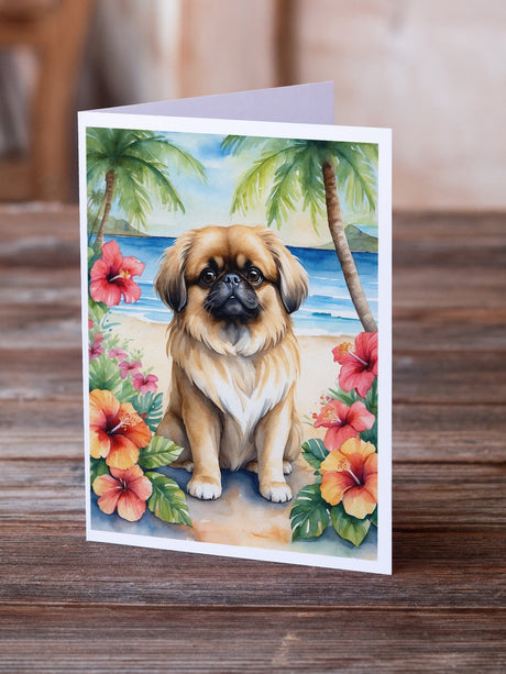 Pekingese Luau Greeting Cards Pack of 8