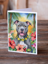 Pit Bull Terrier Luau Greeting Cards Pack of 8