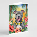 Pit Bull Terrier Luau Greeting Cards Pack of 8