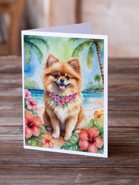 Pomeranian Luau Greeting Cards Pack of 8