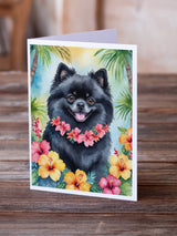 Pomeranian Luau Greeting Cards Pack of 8