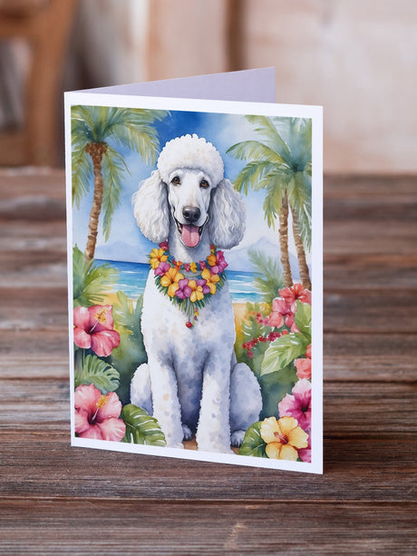 White Poodle Luau Greeting Cards Pack of 8