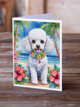 White Poodle Luau Greeting Cards Pack of 8