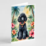 Black Poodle Luau Greeting Cards Pack of 8