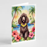 Chocolate Poodle Luau Greeting Cards Pack of 8