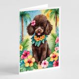 Chocolate Poodle Luau Greeting Cards Pack of 8