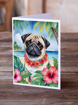 Pug Luau Greeting Cards Pack of 8