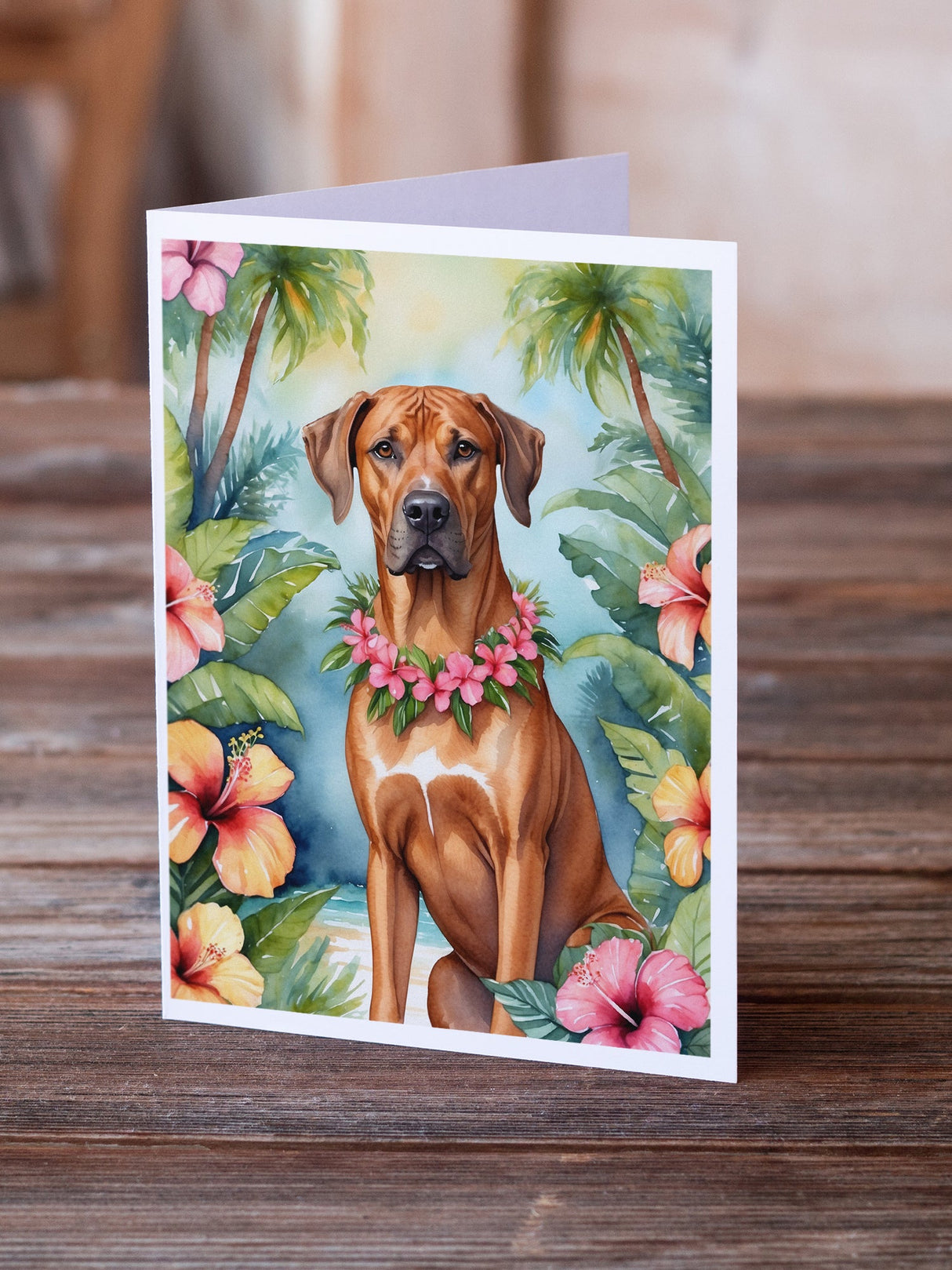 Rhodesian Ridgeback Luau Greeting Cards Pack of 8