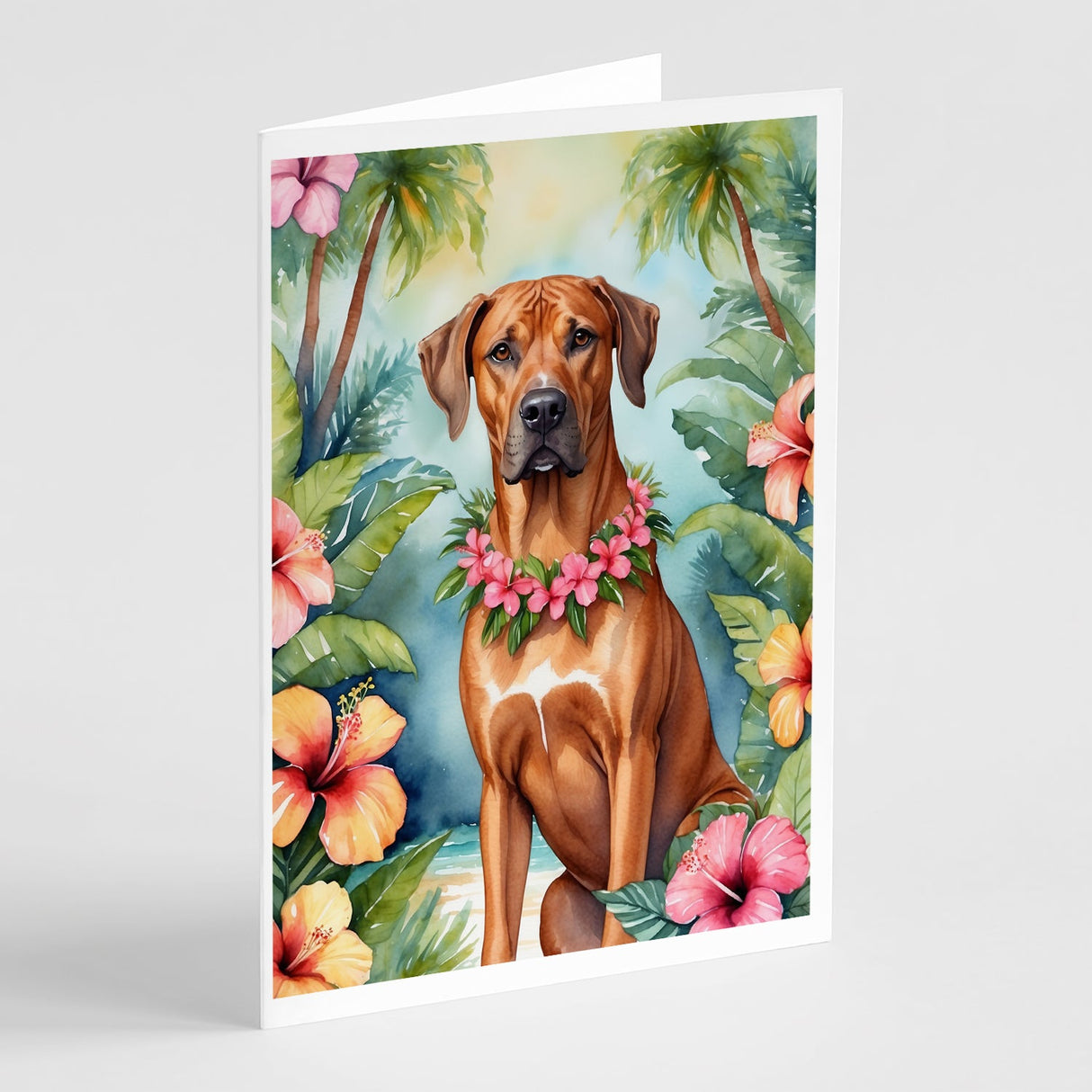 Rhodesian Ridgeback Luau Greeting Cards Pack of 8