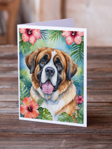 Saint Bernard Luau Greeting Cards Pack of 8